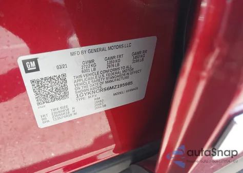 2021 Cadillac Xt5 Fwd Premium Luxury from USA, damaged, VIN 1GYKNCRS6MZ195985